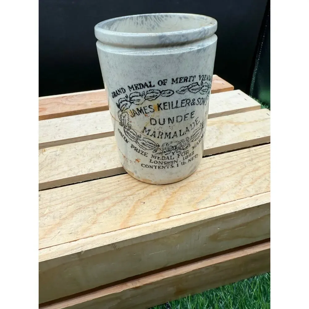 Antique James Keiller &Sons Dundee Marmalade Stoneware Jar-Prize 1862 - Picture 3 of 10